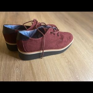 Maroon platform oxfords